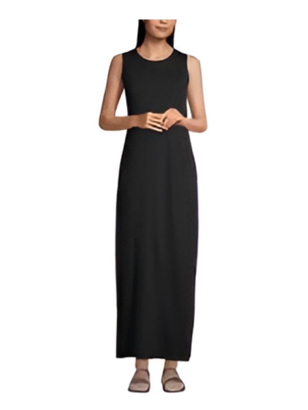 Lands' End Black Sleeveless Maxi Dress